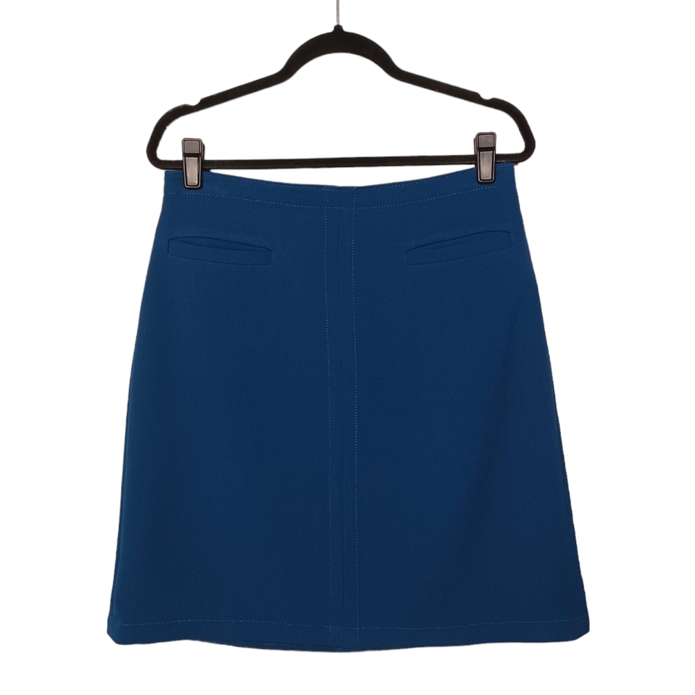 ANN TAYLOR Dark Teal Blue Mini A-Line Career Skirt 8 Medium
